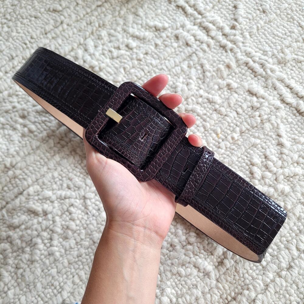 Crocodile Embossed Leather Alligator Ann Taylor Belt Sz M